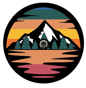 Retro Mountain Sunset With Reflection Spare Tire Cover