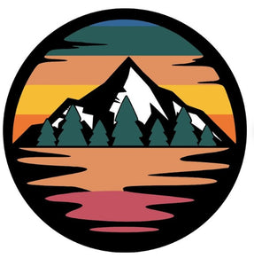 Retro Mountain Sunset With Reflection Spare Tire Cover