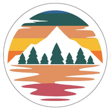 Retro Mountain Sunset With Reflection White Spare Tire Cover