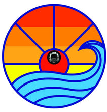 Retro Sun With Waves Spare Tire Cover