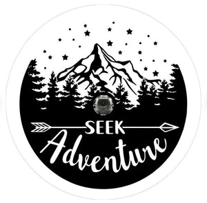 Seek Adventure Mountains & Arrow White Spare Tire Cover