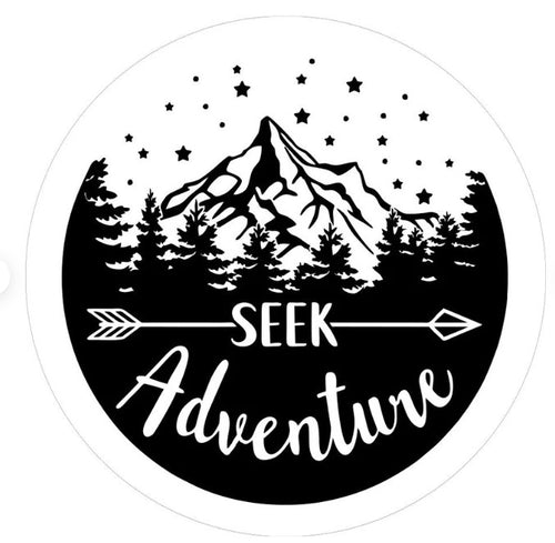 Seek Adventure Mountains & Arrow White Spare Tire Cover