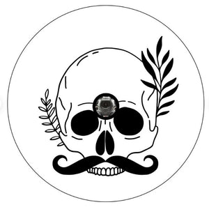 Skull With Mustache White Spare Tire Cover