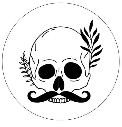 Skull With Mustache White Spare Tire Cover