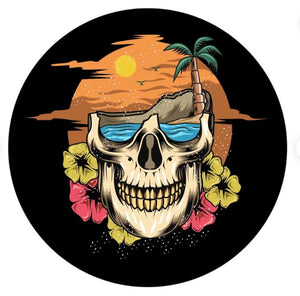 Summer Skull With Flowers Spare Tire Cover