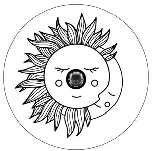Sun & Moon Together White Spare Tire Cover