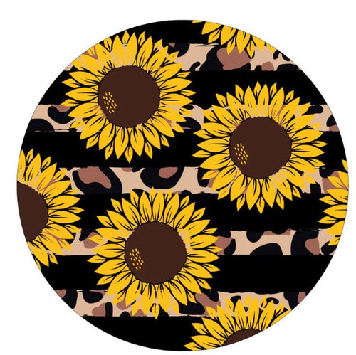 Sunflower & Leopard Print Spare Tire Cover