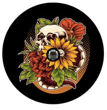 Sunflower Skull With Rose Spare Tire Cover