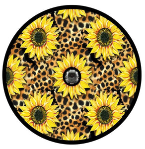 Leopard & Sunflowers Print Spare Tire Cover