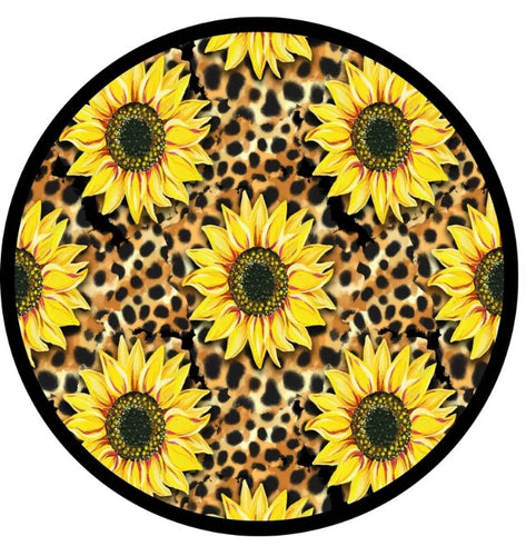 Leopard & Sunflowers Print Spare Tire Cover