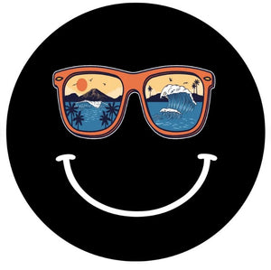 Sunglasses With Waves Smiley Face Spare Tire Cover