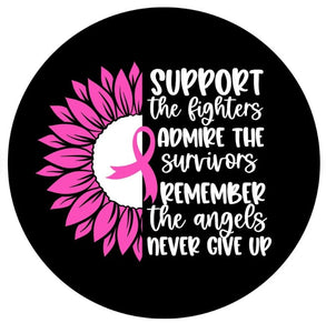 Support The Fighters  Breast Cancer Sunflower Spare Tire Cover