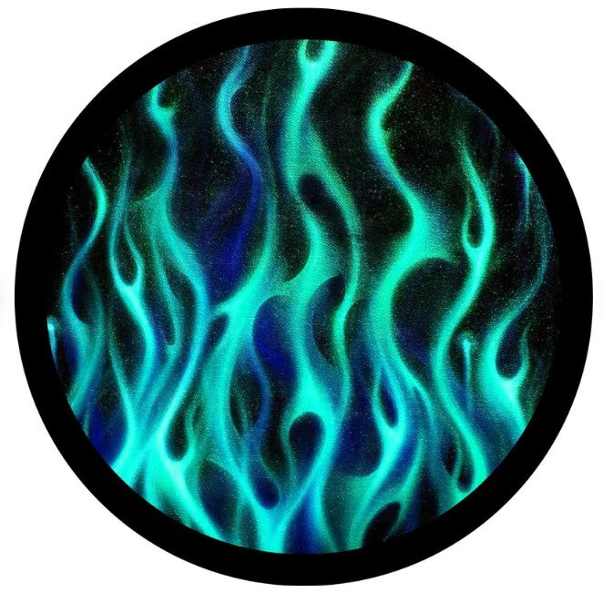 Teal Fire Flames Spare Tire Cover