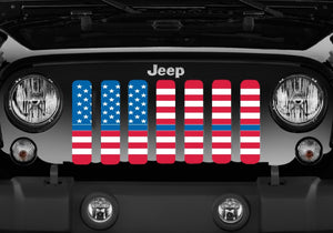 Old Glory Blue Line Jeep Grille Insert