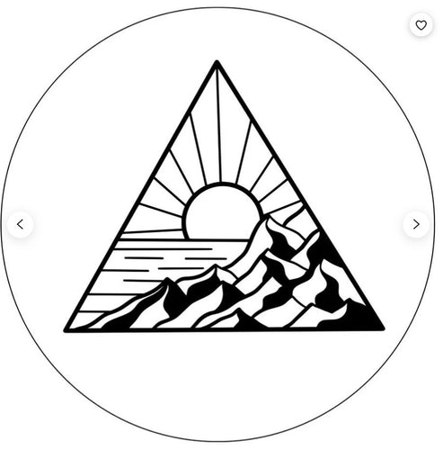 Triangle Sunrise Beach Waves With Mountains White Spare Tire Cover