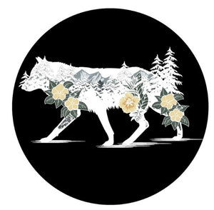 Wilderness & A Wolf Double Exposure Spare Tire Cover