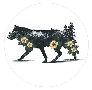 Wilderness & A Wolf Double Exposure White Spare Tire Cover